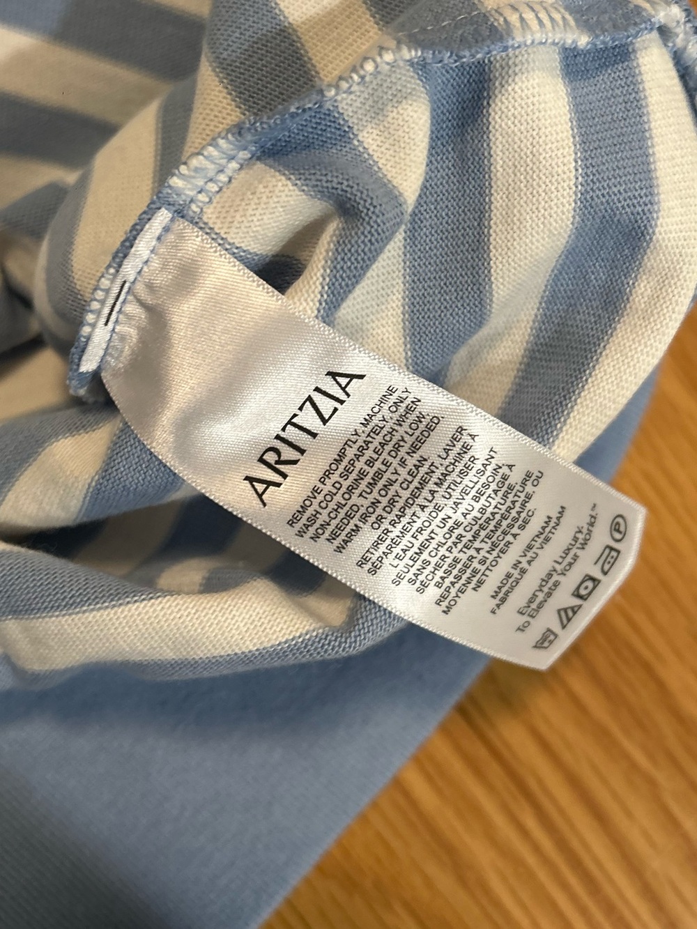 Aritzia Mighty Cotton Wicket Longsleeve - Light Birch / Ripple BIue Size XL NWOT - Picture 13 of 14
